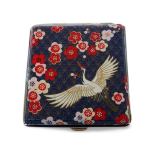 Crane Cigarette Case, Floral ID Card Case, Business Card Case, Case with birds and flowers, Credit Card Wallet, Cigarrette Holder, Clutch
