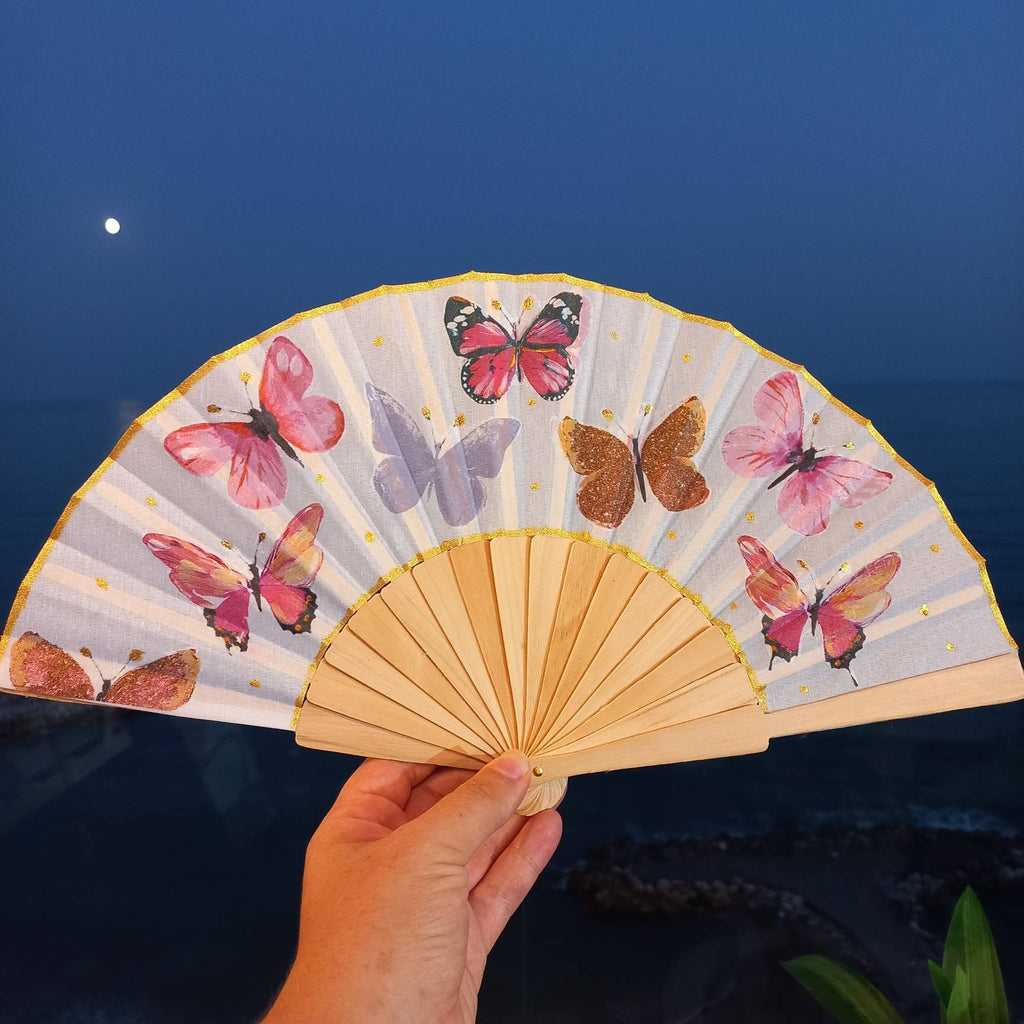 PInk Butterfly Hand Fan, Feather Holding Fan, Wedding Gift, Bride Accessory, Gift for Birds lovers, Bridesmaid Hand Fan, Christmas gift