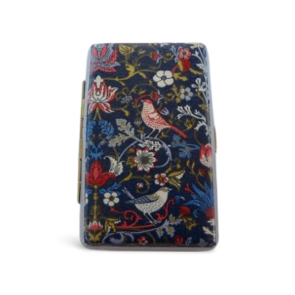 Slim 100's Cigarette Case, Strawberry Thief design, Business Card Case, WM Art Noveau Box ,Gift for Her, Credit Card Case, Bag Purse