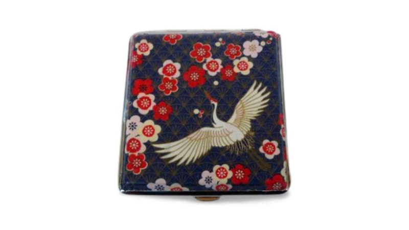 Crane Cigarette Case, Floral ID Card Case, Business Card Case, Case with birds and flowers, Credit Card Wallet, Cigarrette Holder, Clutch