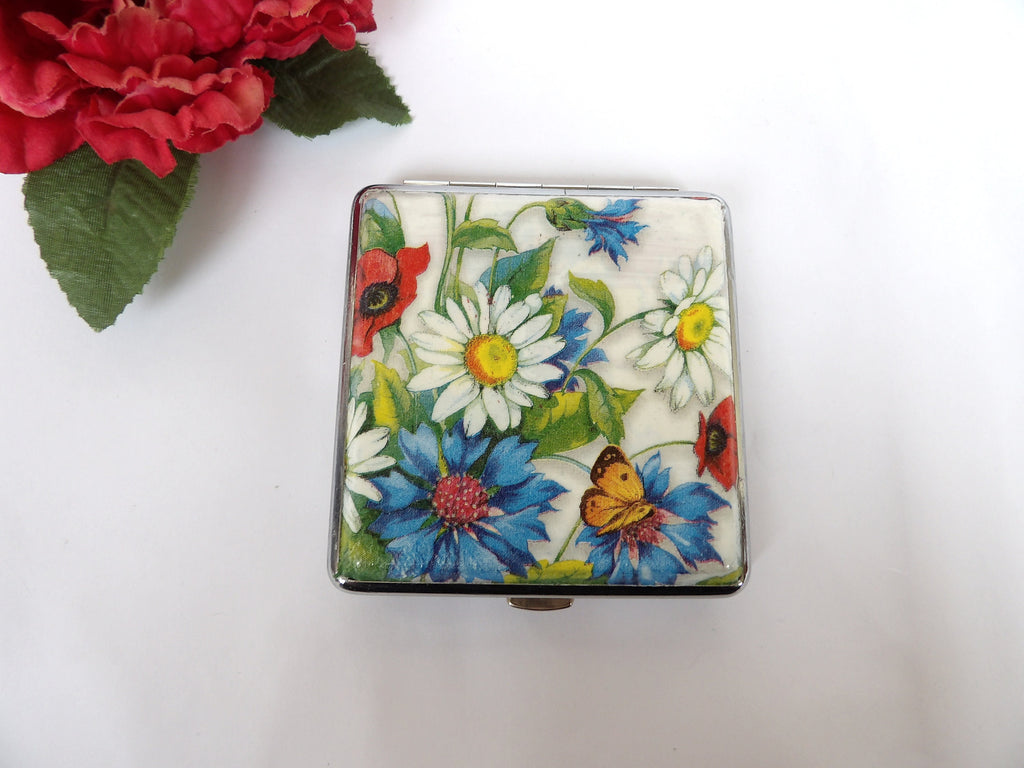 Daisy Cigarette Case, Cornflower ID Case, Business Card Case, Wild Flowers Case, Credit Card Wallet, Floral Cigarrette Holder, Clutch case