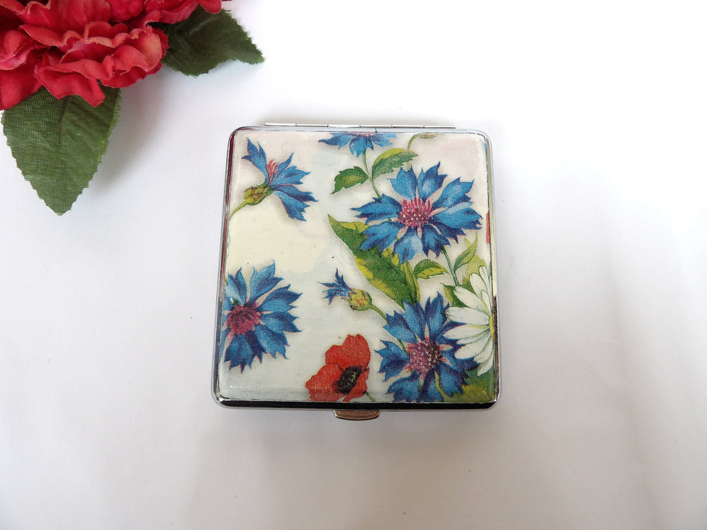 Daisy Cigarette Case, Cornflower ID Case, Business Card Case, Wild Flowers Case, Credit Card Wallet, Floral Cigarrette Holder, Clutch case