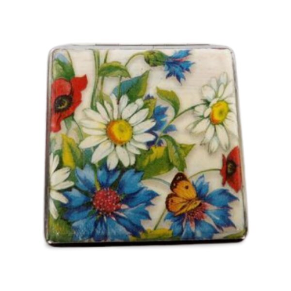 Daisy Cigarette Case, Cornflower ID Case, Business Card Case, Wild Flowers Case, Credit Card Wallet, Floral Cigarrette Holder, Clutch case