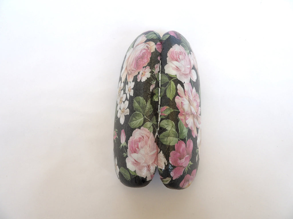 Floral Rose Hard Eyeglasses Case: Handmade Decoupage Glasses Holder