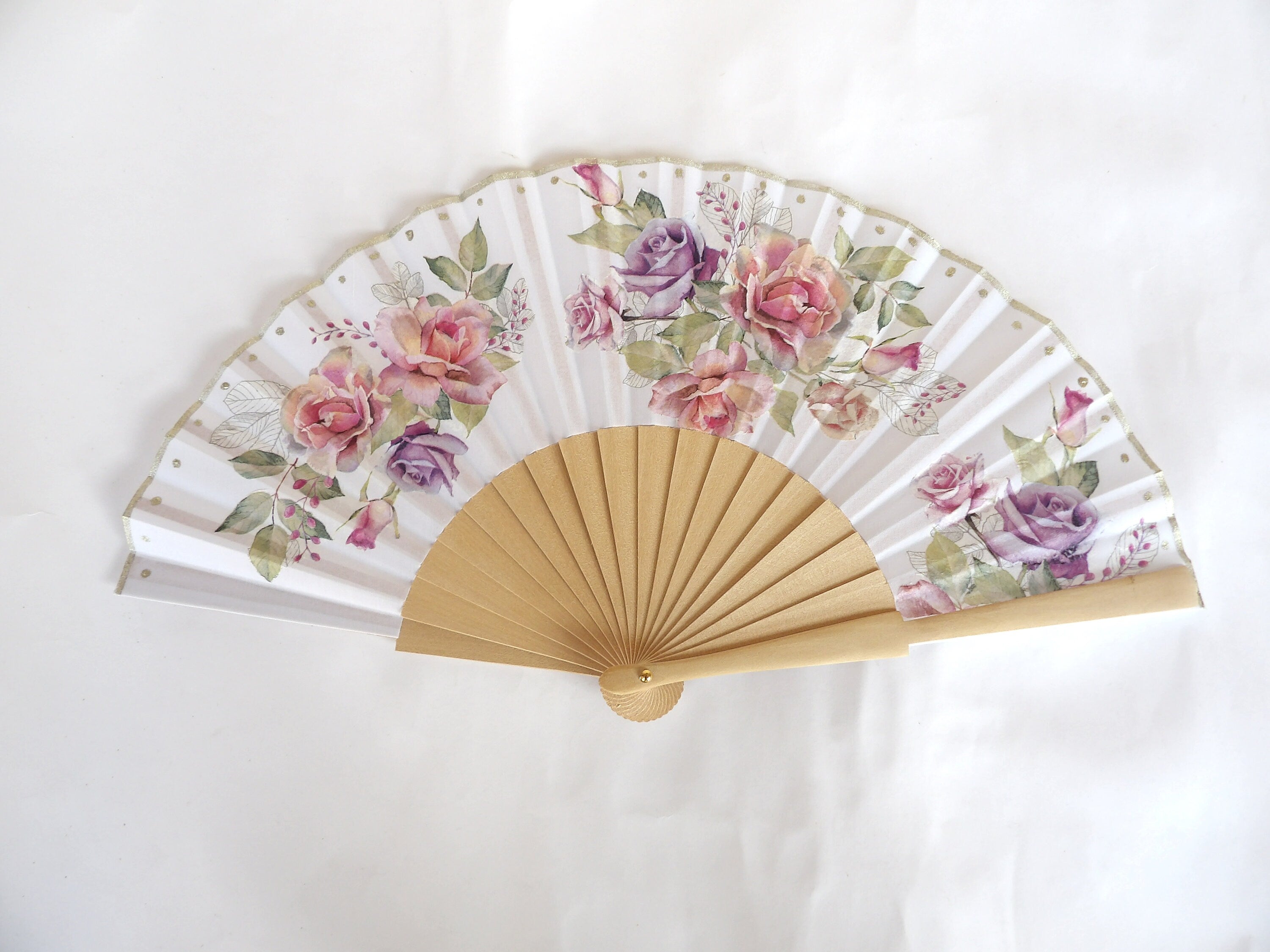 Wedding Hand Fan with Roses, Floral Holding Fan, Evening Dress Accessory, Spanish Handheld Fan, gift for bride, gift for mom, Spanish fan