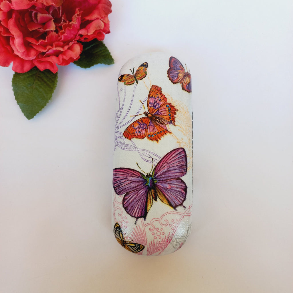 Funda Rígida para Gafas con Mariposas - Estuche Protector Artesanal