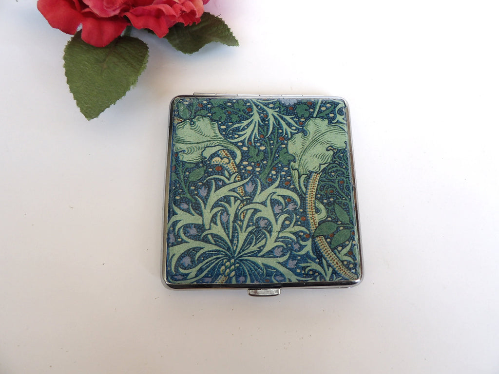 Seaweed Cigarette Case, Business Card Case, Distresed Floral Case, Credit Card Wallet, Fashion Cigarrette Holder,  Art Nouveau design