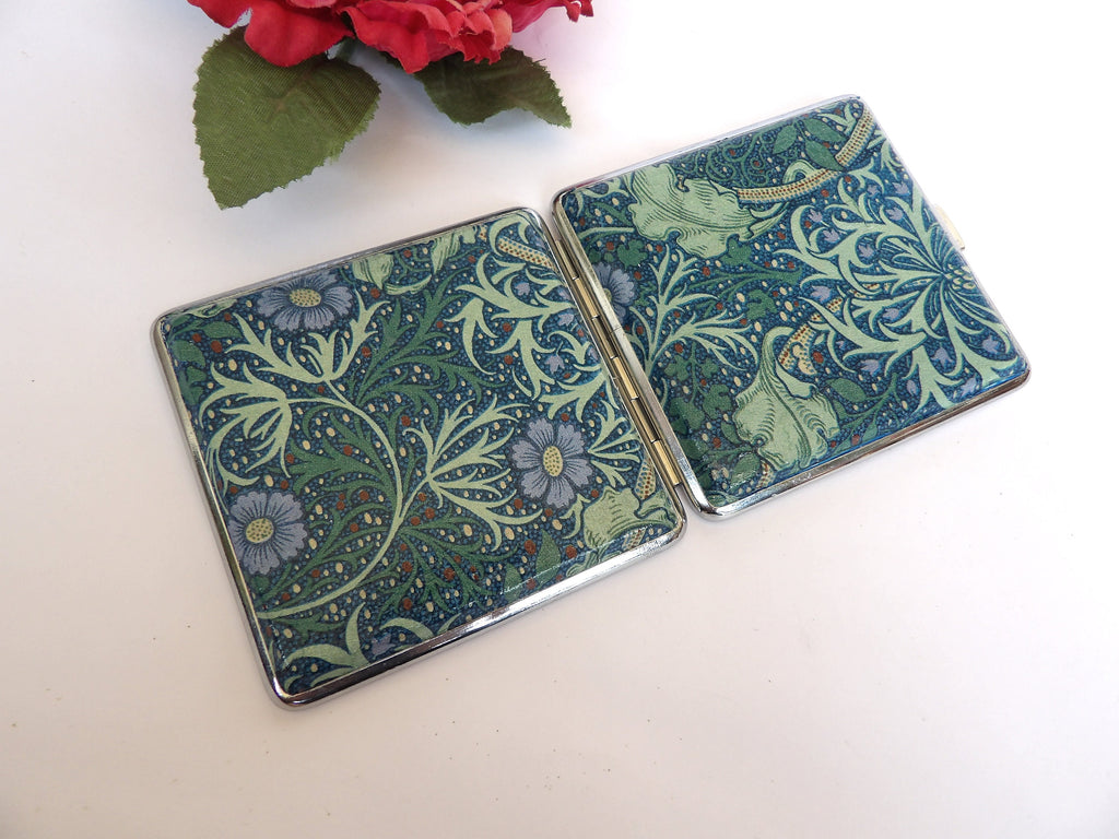 Seaweed Cigarette Case, Business Card Case, Distresed Floral Case, Credit Card Wallet, Fashion Cigarrette Holder,  Art Nouveau design