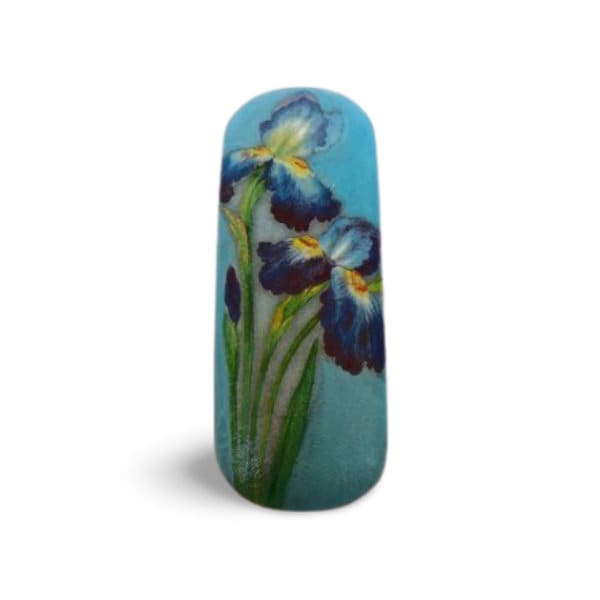 Blue Iris Hard Eyeglasses Case: Handmade Floral Spectacle Protector