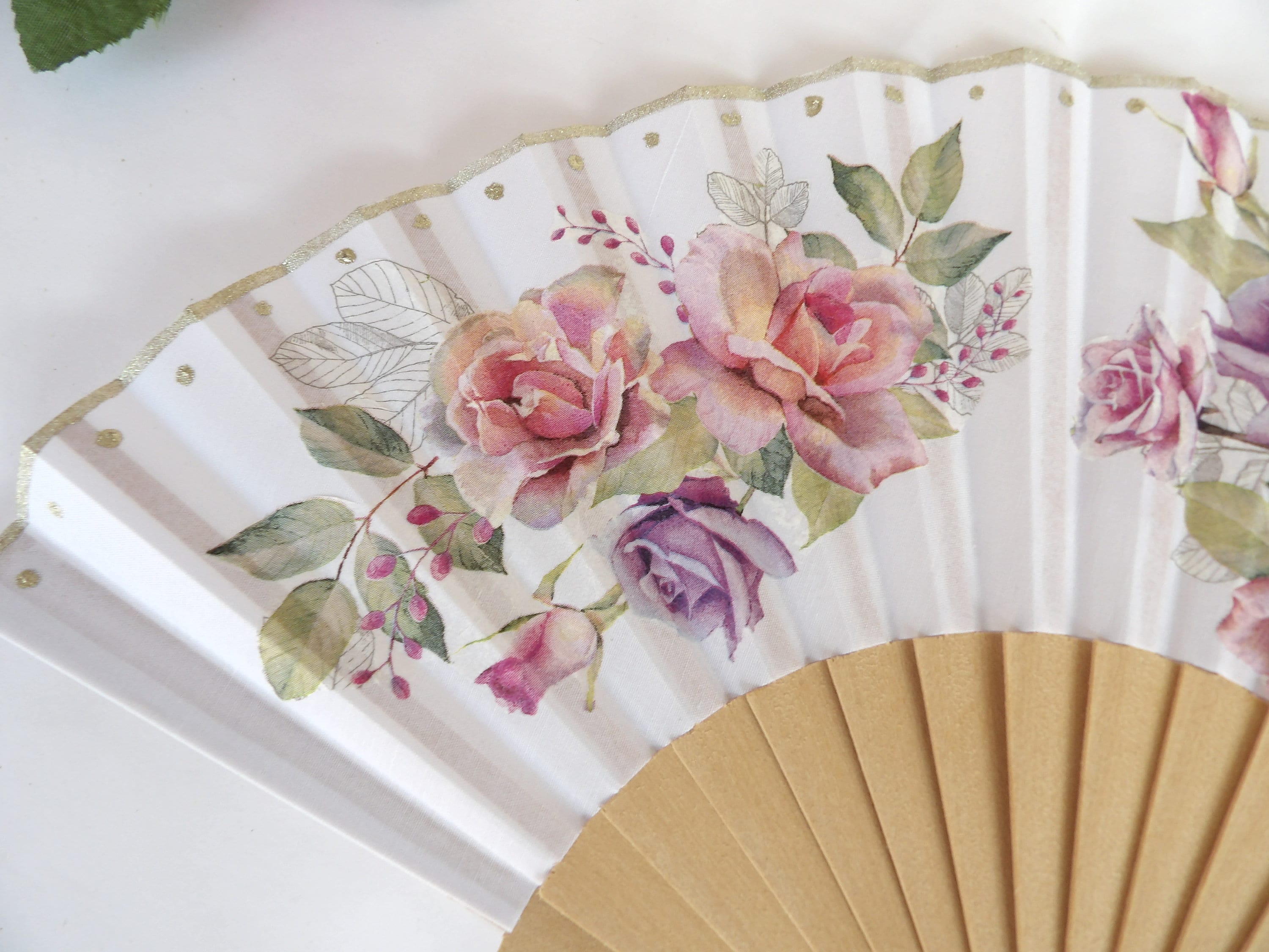 Wedding Hand Fan with Roses, Floral Holding Fan, Evening Dress Accessory, Spanish Handheld Fan, gift for bride, gift for mom, Spanish fan