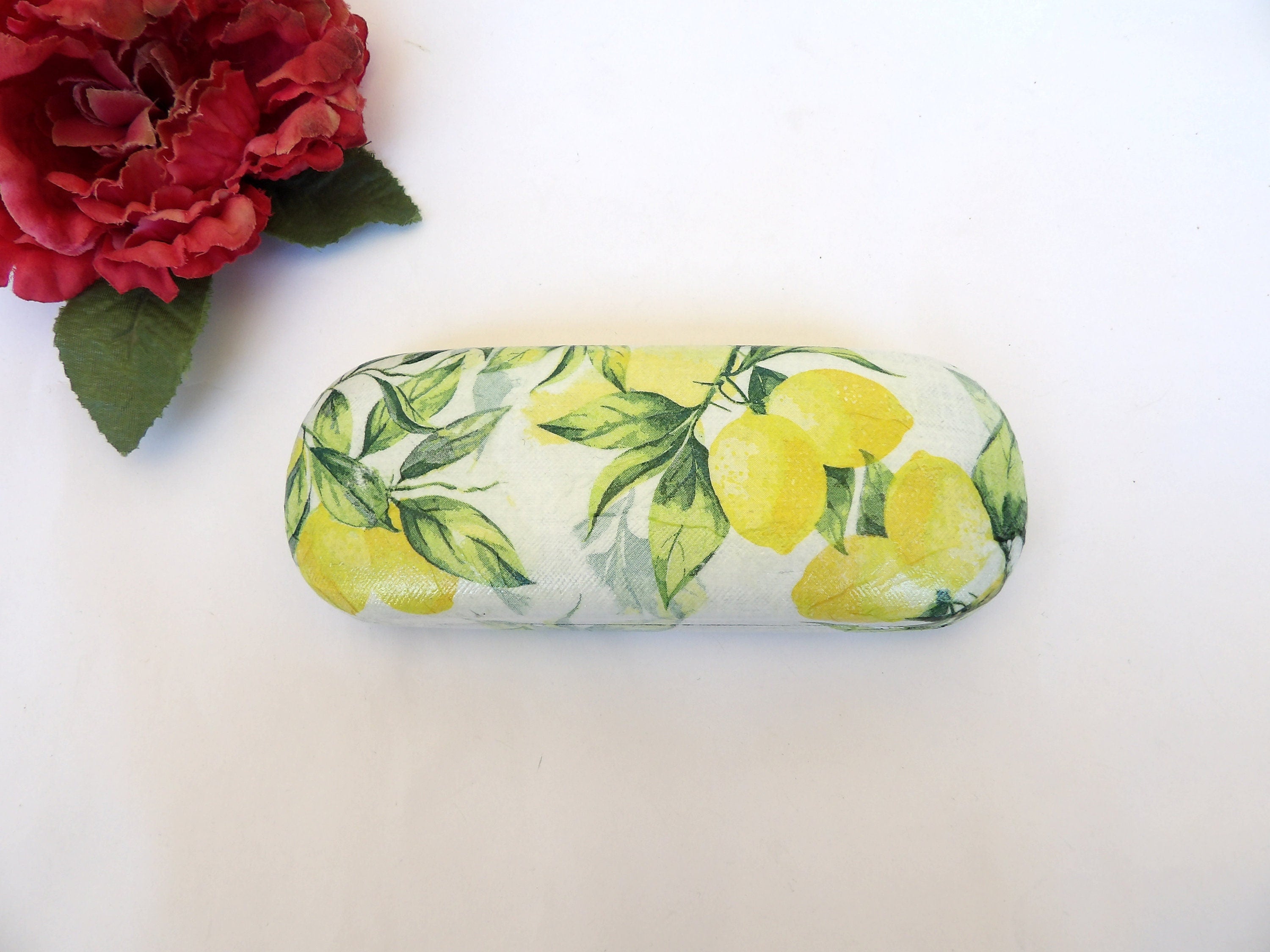 Lemon Hard Eyeglasses Case, Hardshell Case, Citrus Glasses Box, Reading glasses Holder, Spectacle case, sicilian lemons,  Bag and Purse Item
