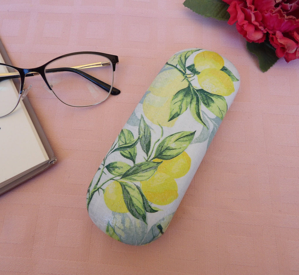 Lemon Hard Eyeglasses Case, Hardshell Case, Citrus Glasses Box, Reading glasses Holder, Spectacle case, sicilian lemons,  Bag and Purse Item