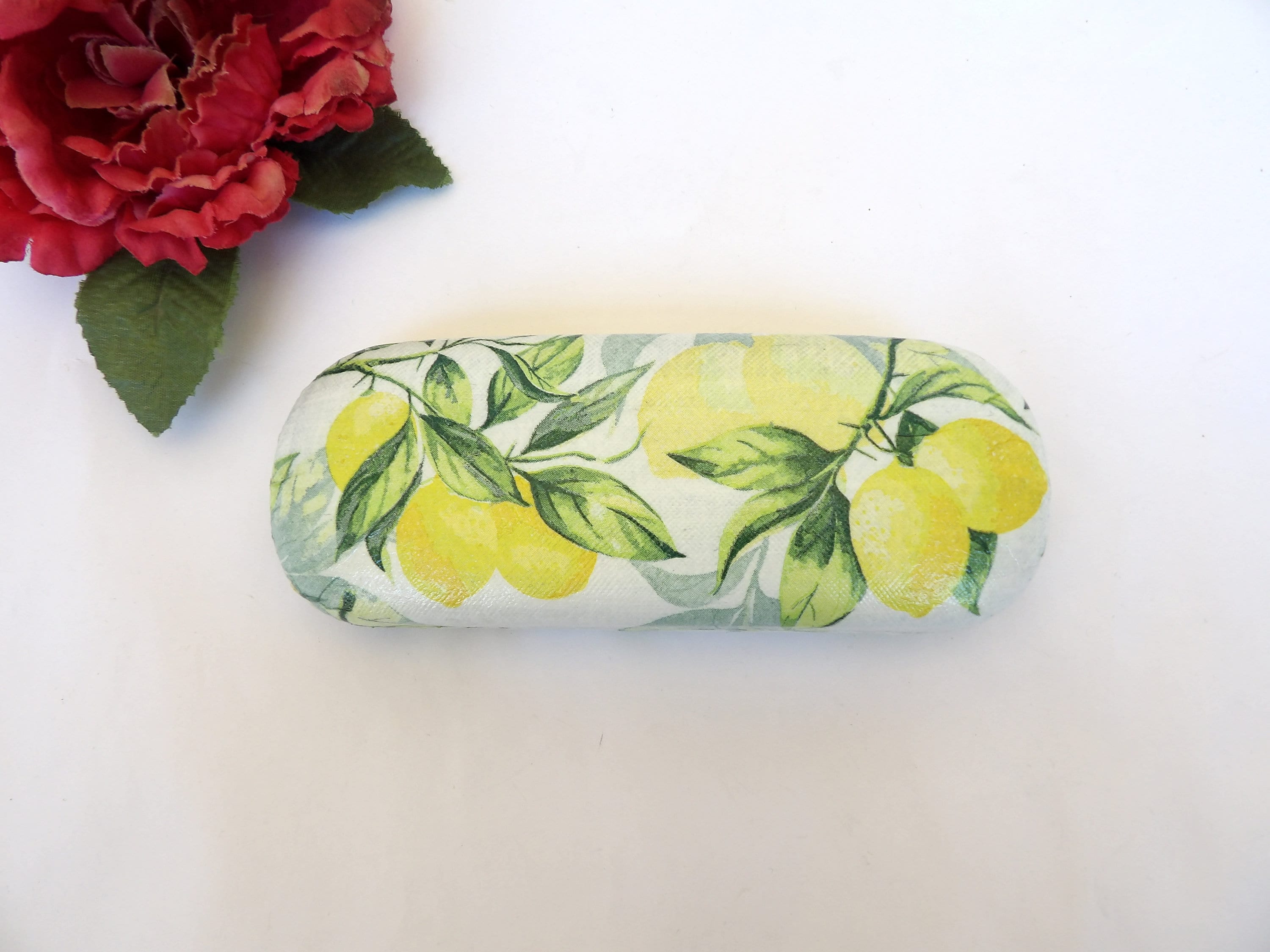 Lemon Hard Eyeglasses Case, Hardshell Case, Citrus Glasses Box, Reading glasses Holder, Spectacle case, sicilian lemons,  Bag and Purse Item