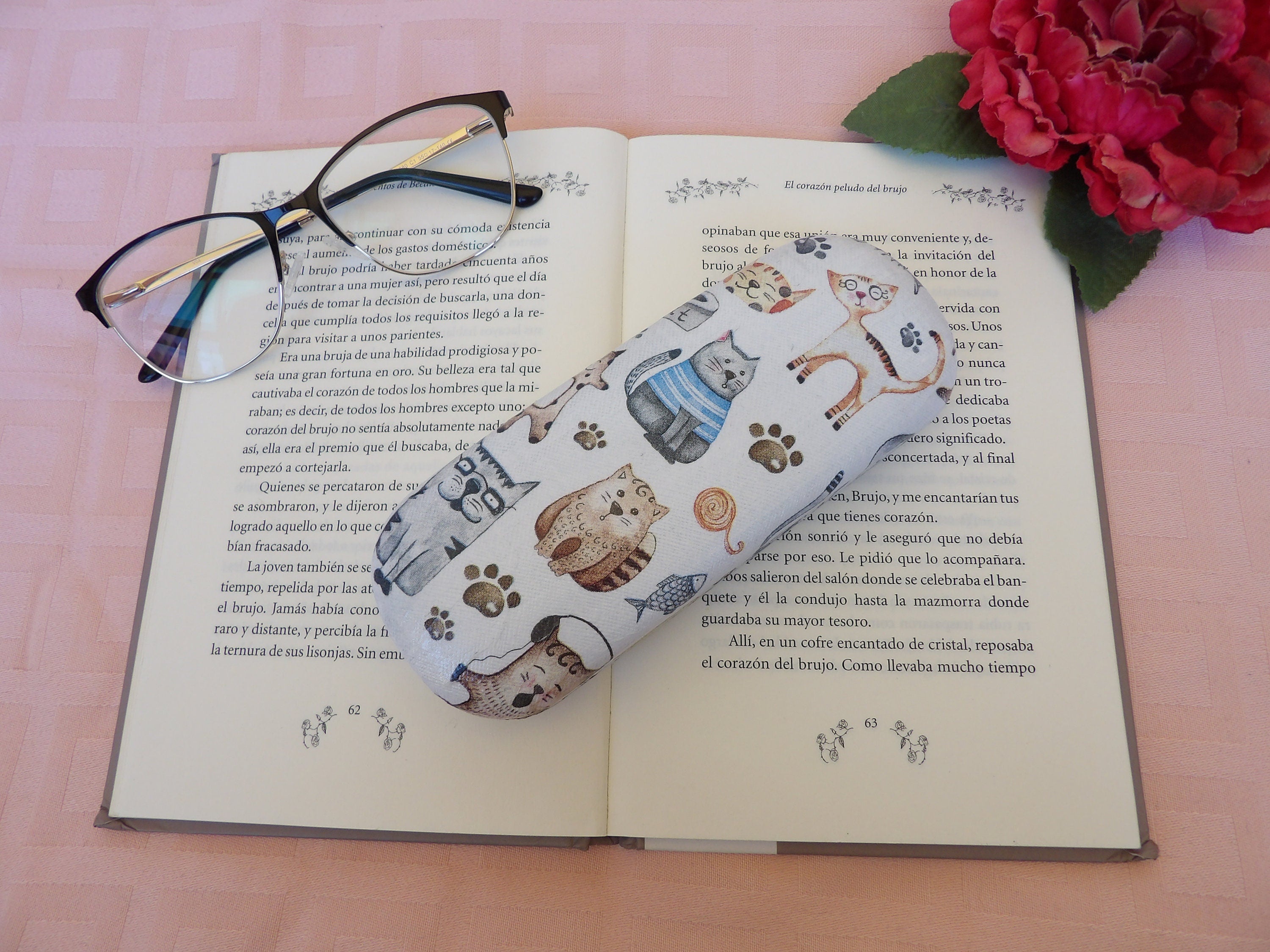 Cute Cats Eyeglass Case, Portable Hard Sunglass Case, Sweet Eyeglass Protector, Adorable Eyeglasses Box, Hard Eyeglasses Case, Reading glass
