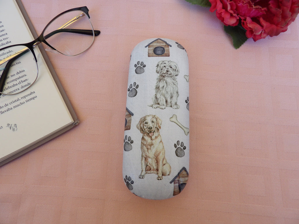 Cute Dogs Eyeglass Case, Portable Hard Sunglass Case, Sweet Puppy Eyeglass Protector, Dog mom Eyeglasses Box, Animal lover gift,