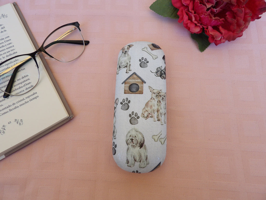 Cute Dogs Eyeglass Case, Portable Hard Sunglass Case, Sweet Puppy Eyeglass Protector, Dog mom Eyeglasses Box, Animal lover gift,