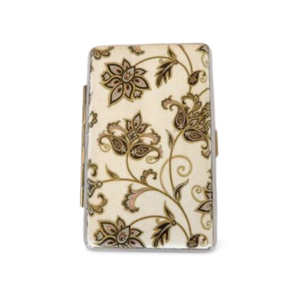 Slim 100's Cigarrette Case, floral oriental design, Business Card Case, WM Art Noveau Box , Elegant Gift, Credit Card Case, Bag Purse case