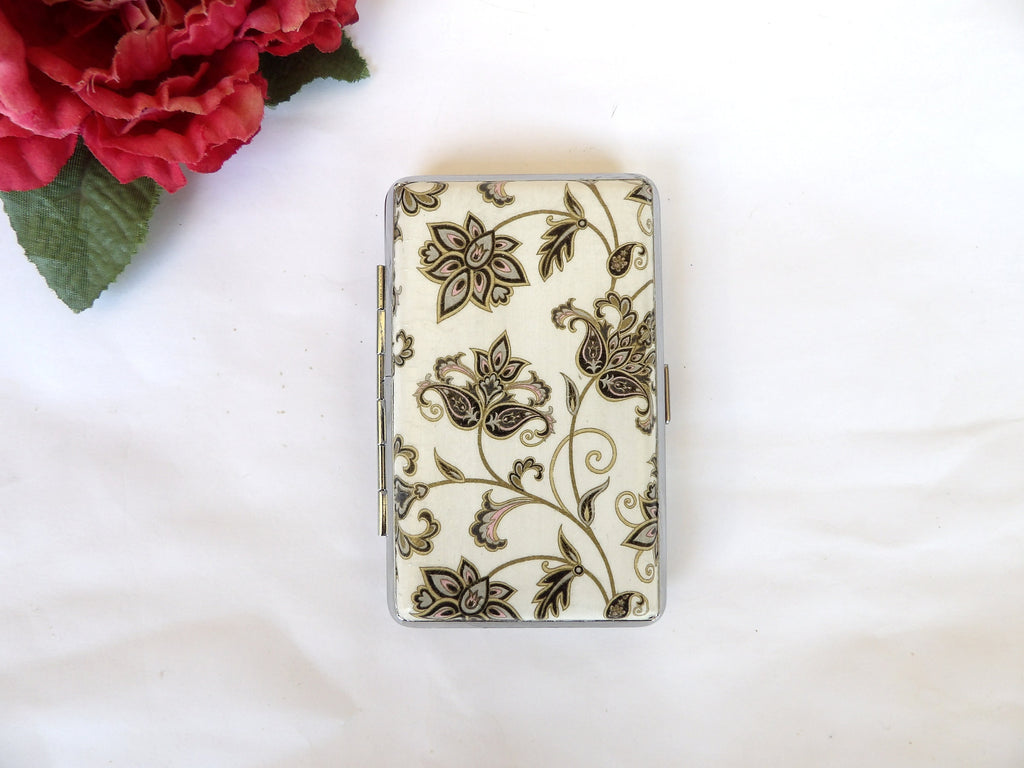 Slim 100's Cigarrette Case, floral oriental design, Business Card Case, WM Art Noveau Box , Elegant Gift, Credit Card Case, Bag Purse case