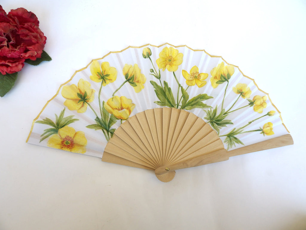 Floral Hand Fan, Handheld Folding Fan, Wedding Hand Fan, Scllop Handheld fan, Bride Hand Fan, Summer Accessory, Gift for Bridesmade