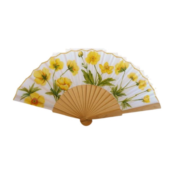 Floral Hand Fan, Handheld Folding Fan, Wedding Hand Fan, Scllop Handheld fan, Bride Hand Fan, Summer Accessory, Gift for Bridesmade