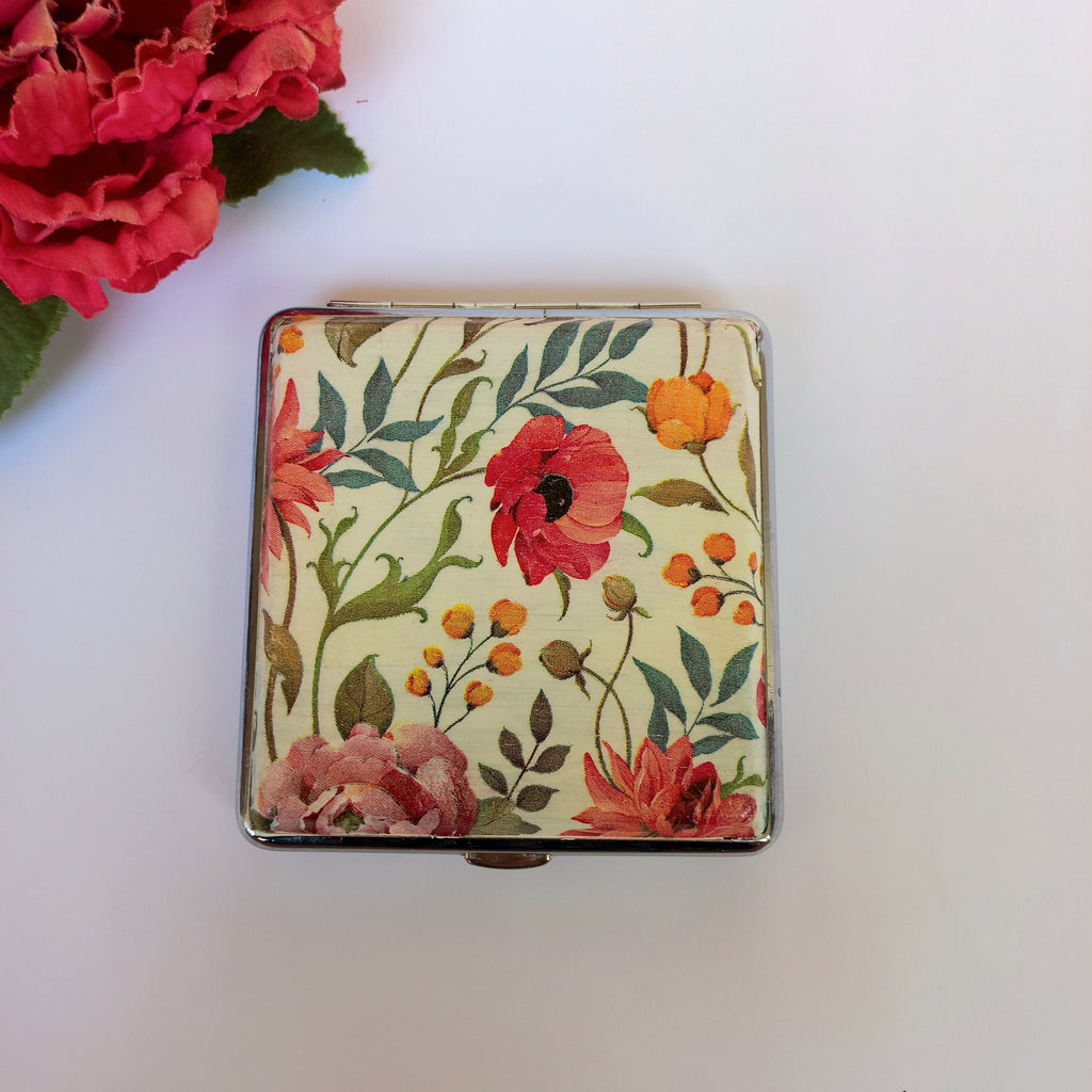 Wildflower Cigarette and ID Card Case, Distressed Floral Design, Credit Card Wallet, Clutch Holder,  Purse bag, clutch case, woman accessory