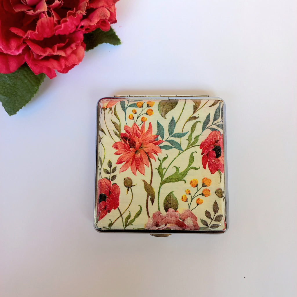 Wildflower Cigarette and ID Card Case, Distressed Floral Design, Credit Card Wallet, Clutch Holder,  Purse bag, clutch case, woman accessory