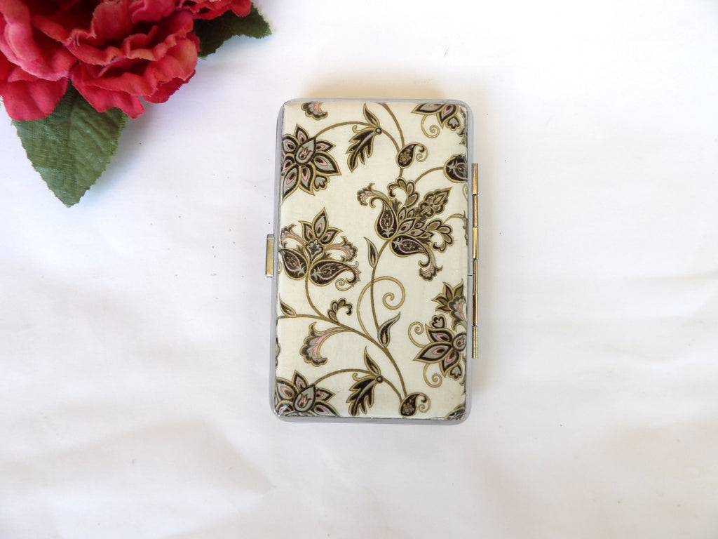 Slim 100's Cigarrette Case, floral oriental design, Business Card Case, WM Art Noveau Box , Elegant Gift, Credit Card Case, Bag Purse case