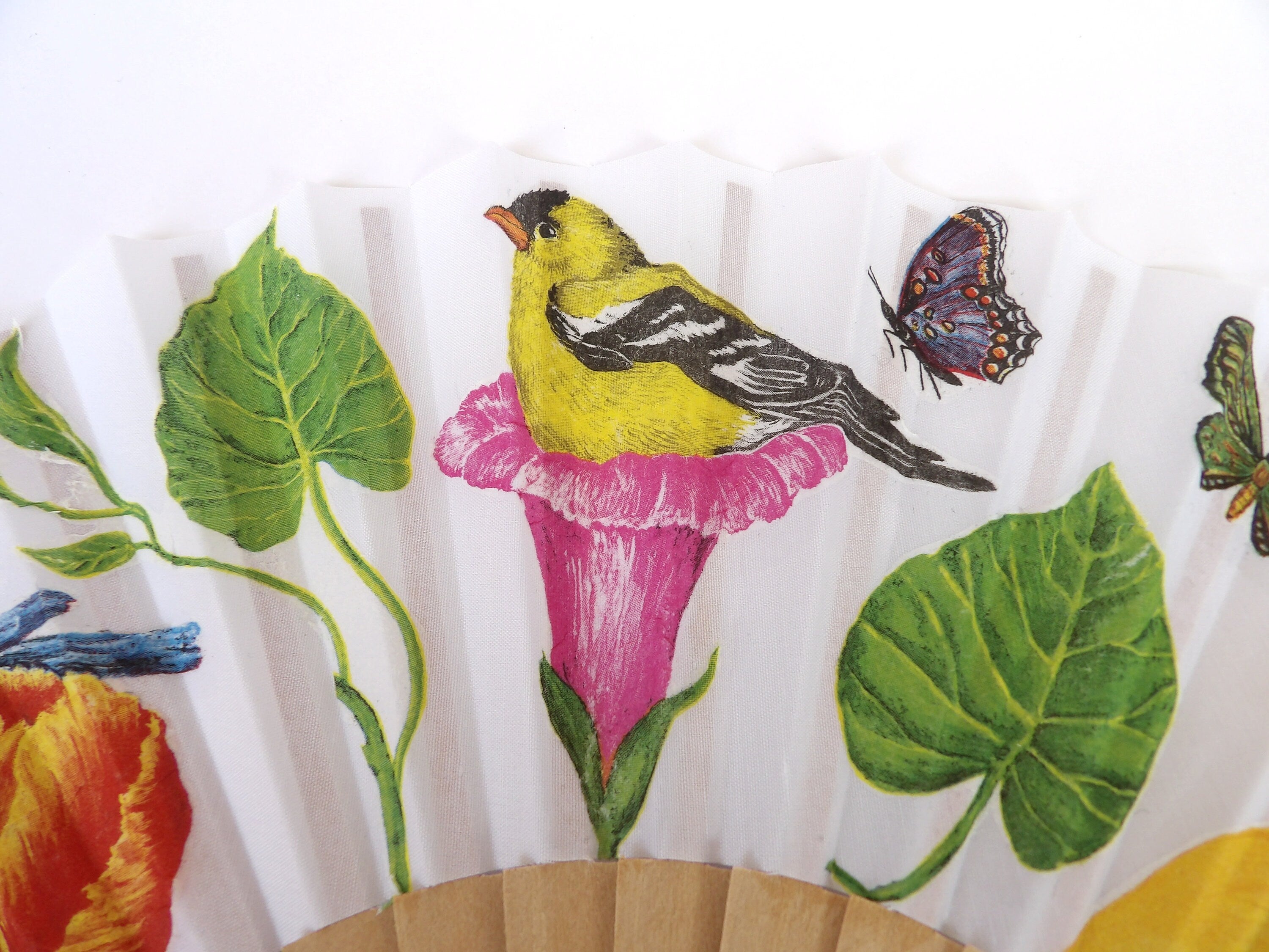 Hand Fan with Birds and Flowers, Botanical Hand Fan, Nature lovers Hand Fan, Spanish Holding Fan, Wedding Accessory, Bride Hand Fan