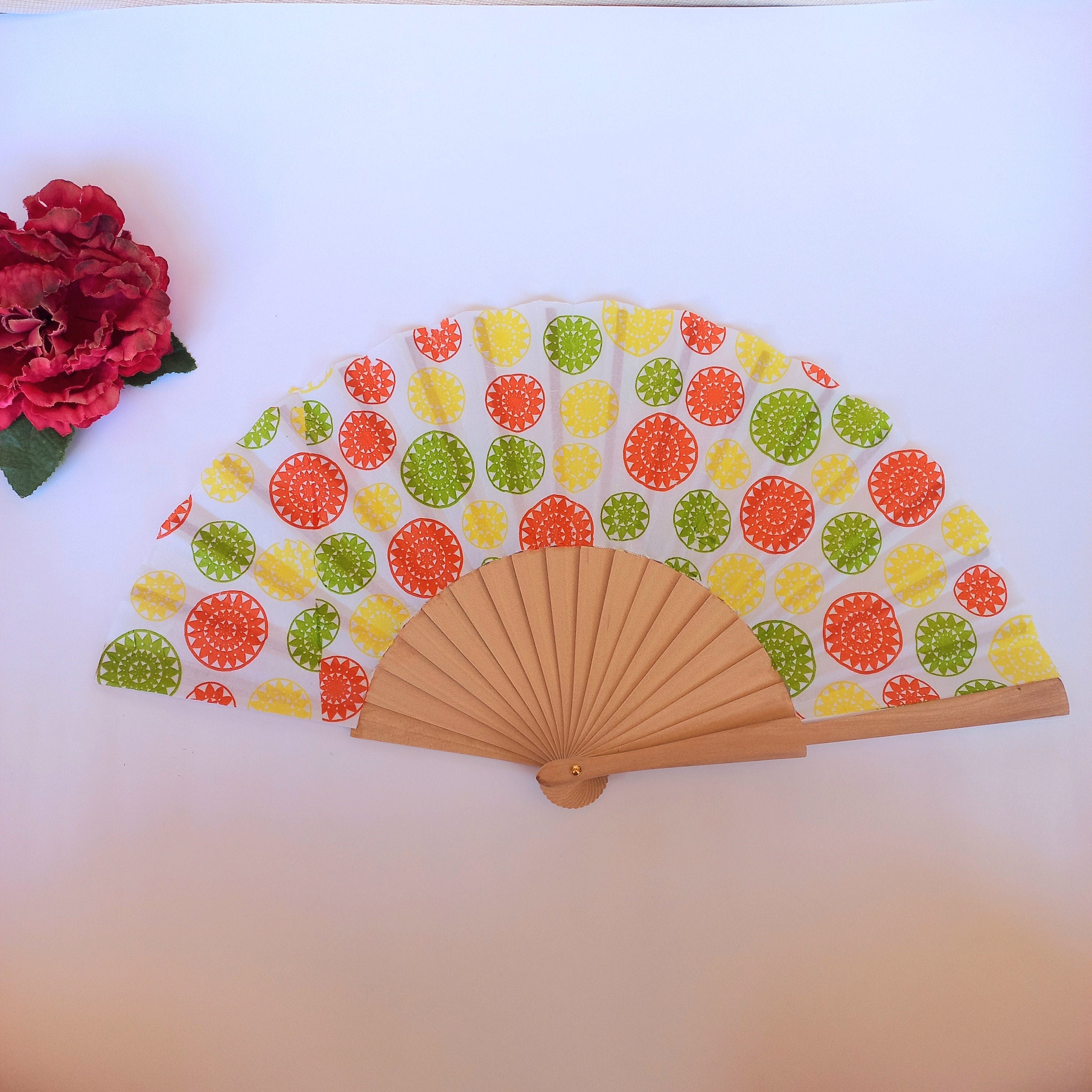 Polka Dot Hand Fan: Spanish Mandala Scallop Folding Fan