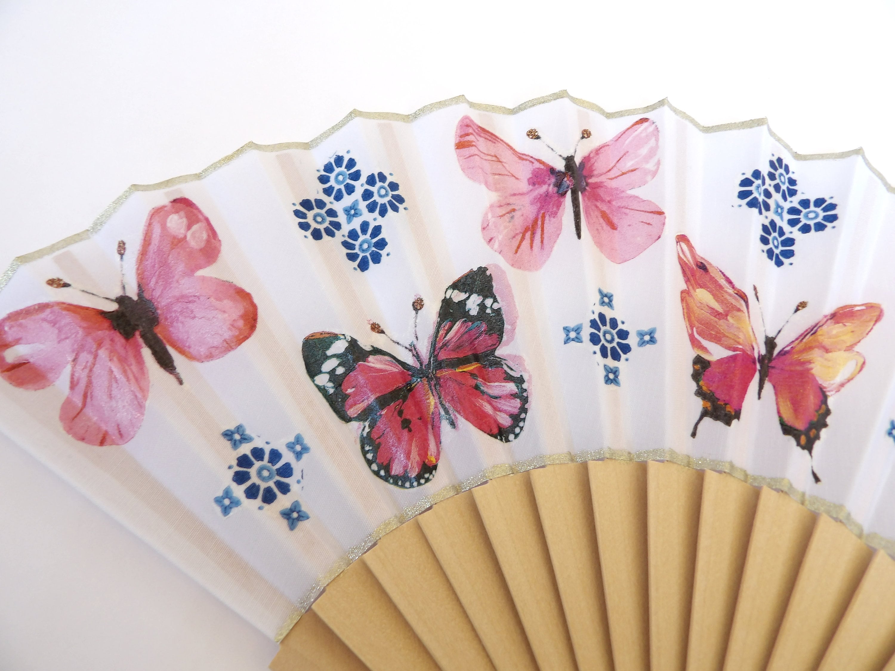 Butterfly Hand Fan, Handheld Folding Fan, Evening or Wedding Dress Accessory, Spanish Hand Fan, Garden Wedding Favor, Contemporary Fan