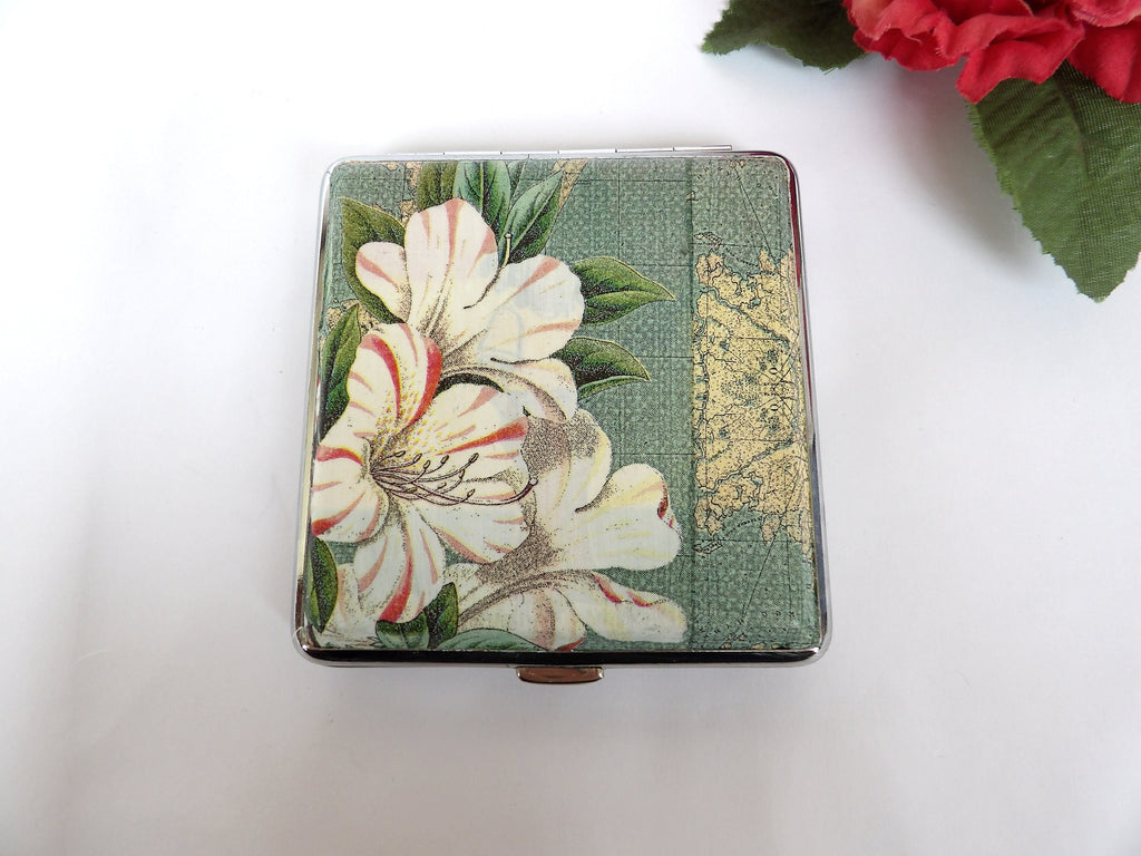 Hummingbird Cigarette Case, ID Card Case, Business Card Case, Distresed Floral Case, Credit Card Wallet, Floral king size Cigarrette Holder