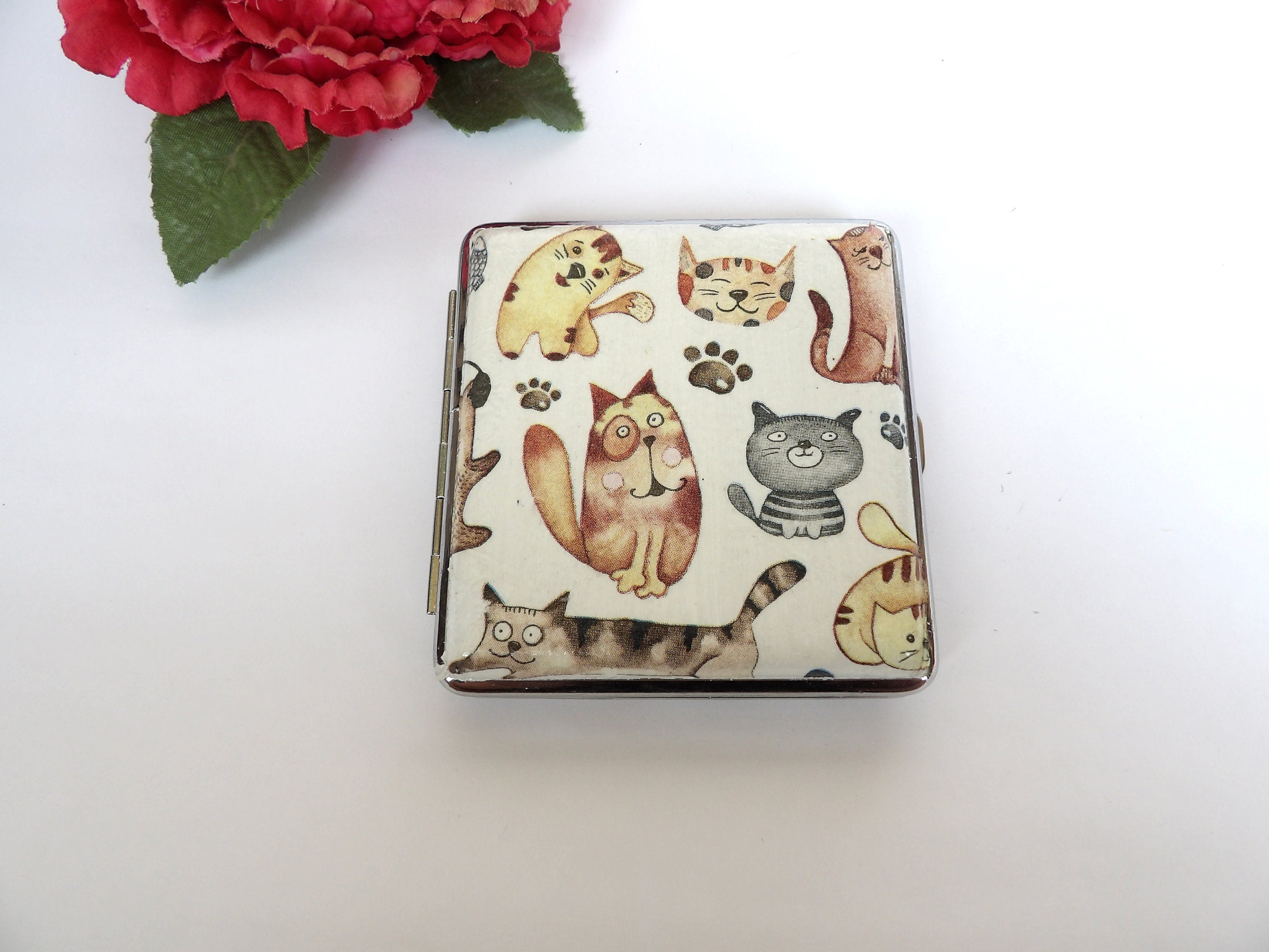Cigarette Case for cat lovers, ID Card Case, Business Card Case, Best cat mom Case, Credit Card Wallet,  king size Cigarrette Holder