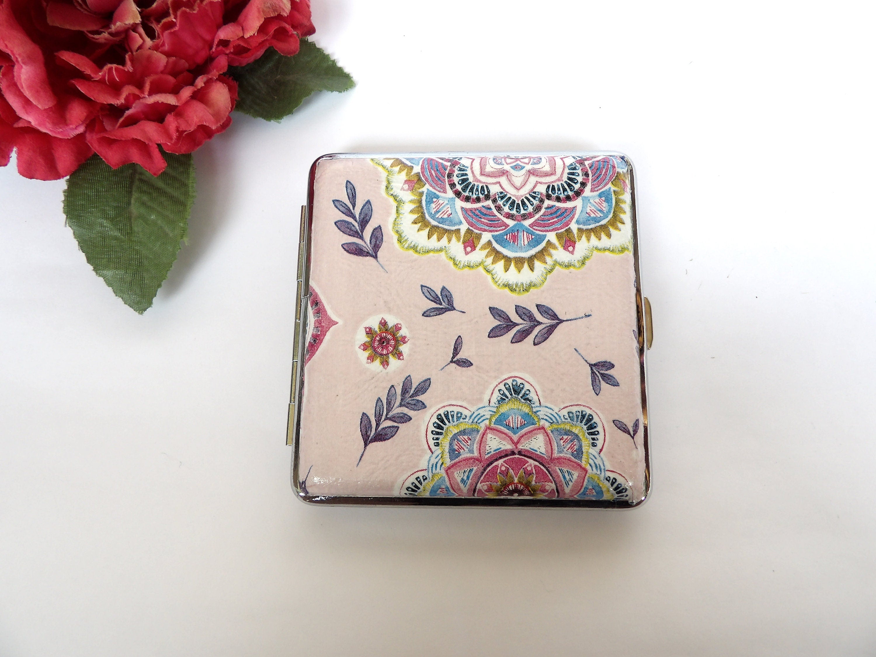 Mandala Cigarrette Case, Credit Card Case, King Size Cigarette Box, Gift for Smokers, Spiritual Cigarrette Holder,