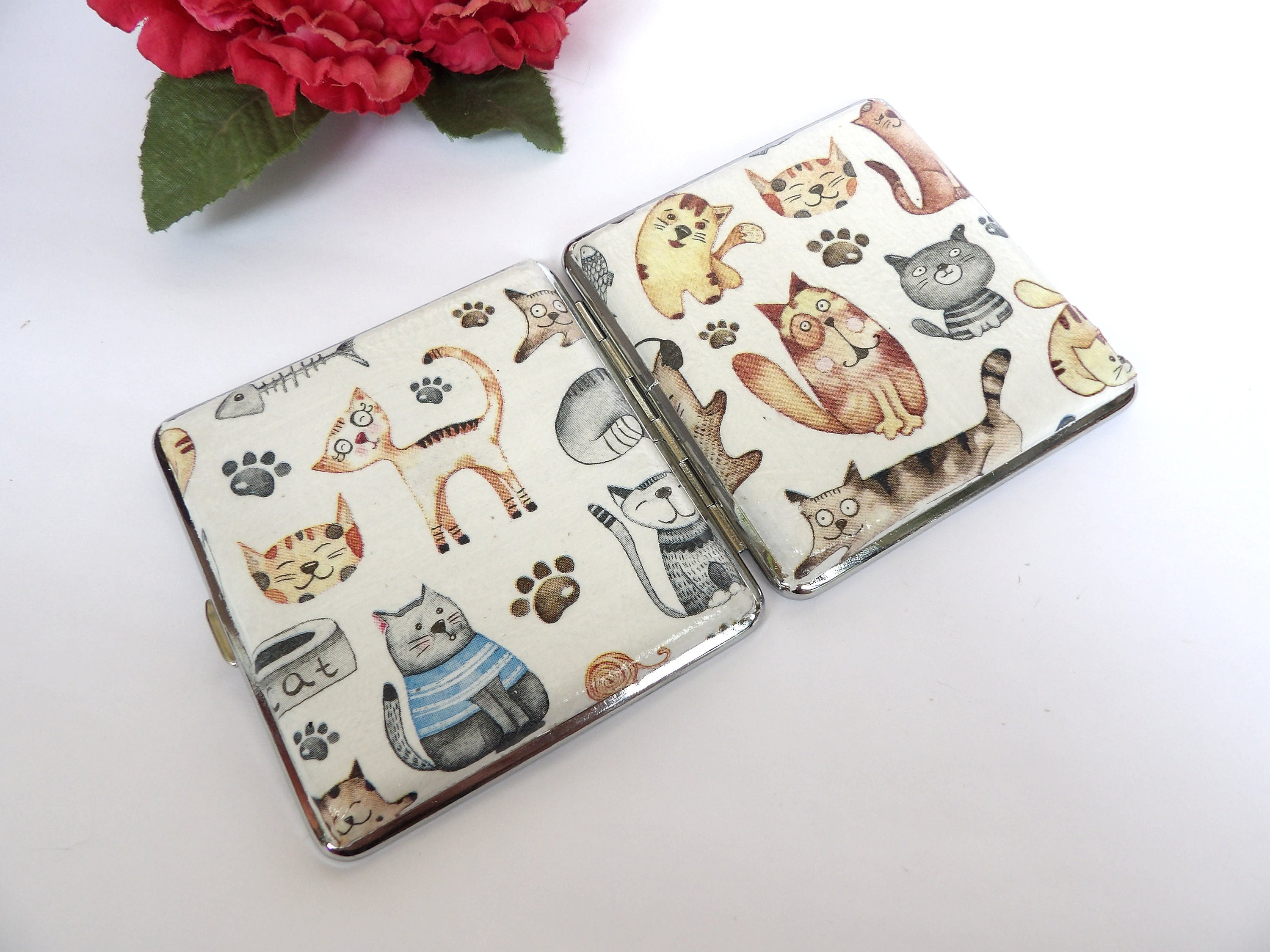Cigarette Case for cat lovers, ID Card Case, Business Card Case, Best cat mom Case, Credit Card Wallet,  king size Cigarrette Holder