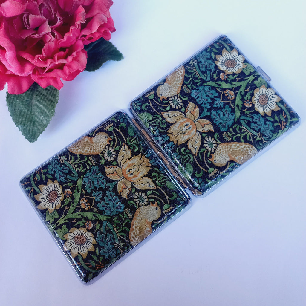 Strawberry Thief Cigarette Case, William Morris Case, Business Card Case, Credit Card Wallet, Fashion Cigarrette Holder,  Art Nouveau design