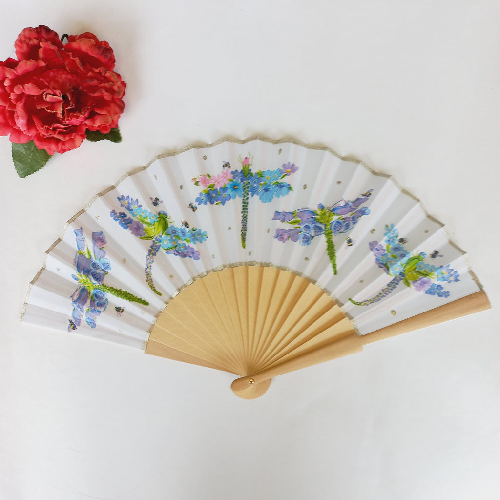 Dragonfly Symbol Change Hand Fan - Feather Wedding Gift Bride Bridesmaid Accessory Summer Fan