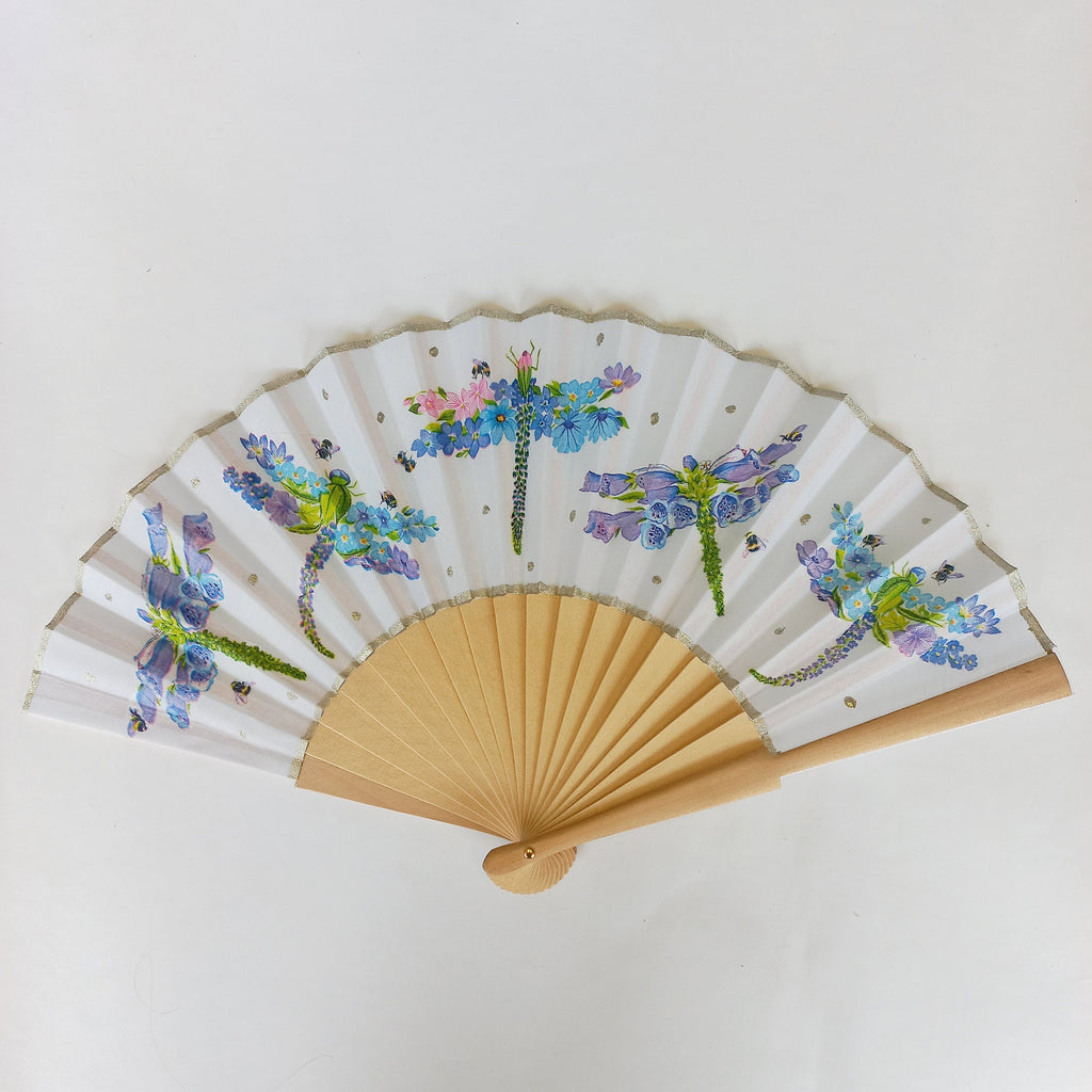 Dragonfly Symbol Change Hand Fan - Feather Wedding Gift Bride Bridesmaid Accessory Summer Fan