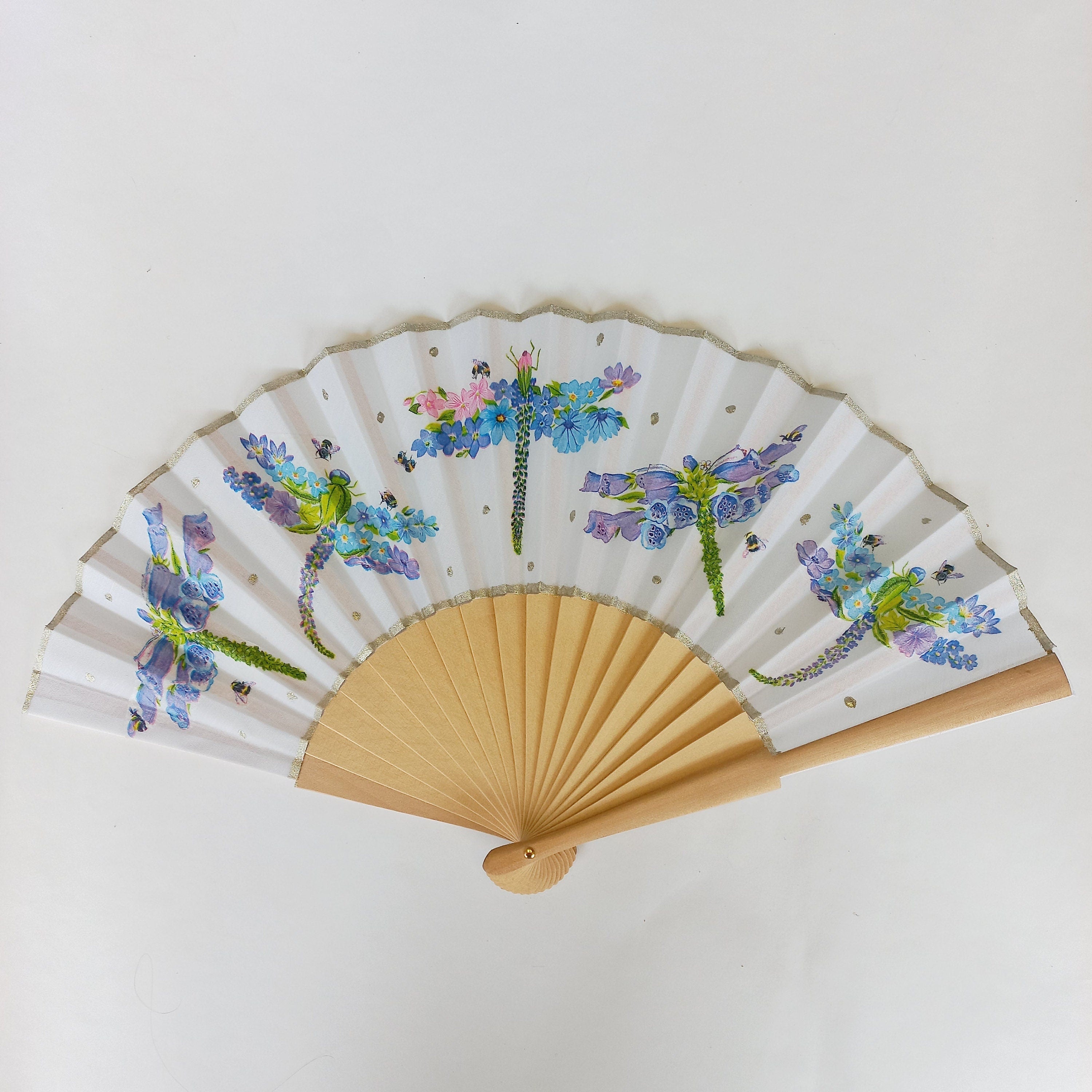 Dragonfly Symbol Change Hand Fan - Feather Wedding Gift Bride Bridesmaid Accessory Summer Fan