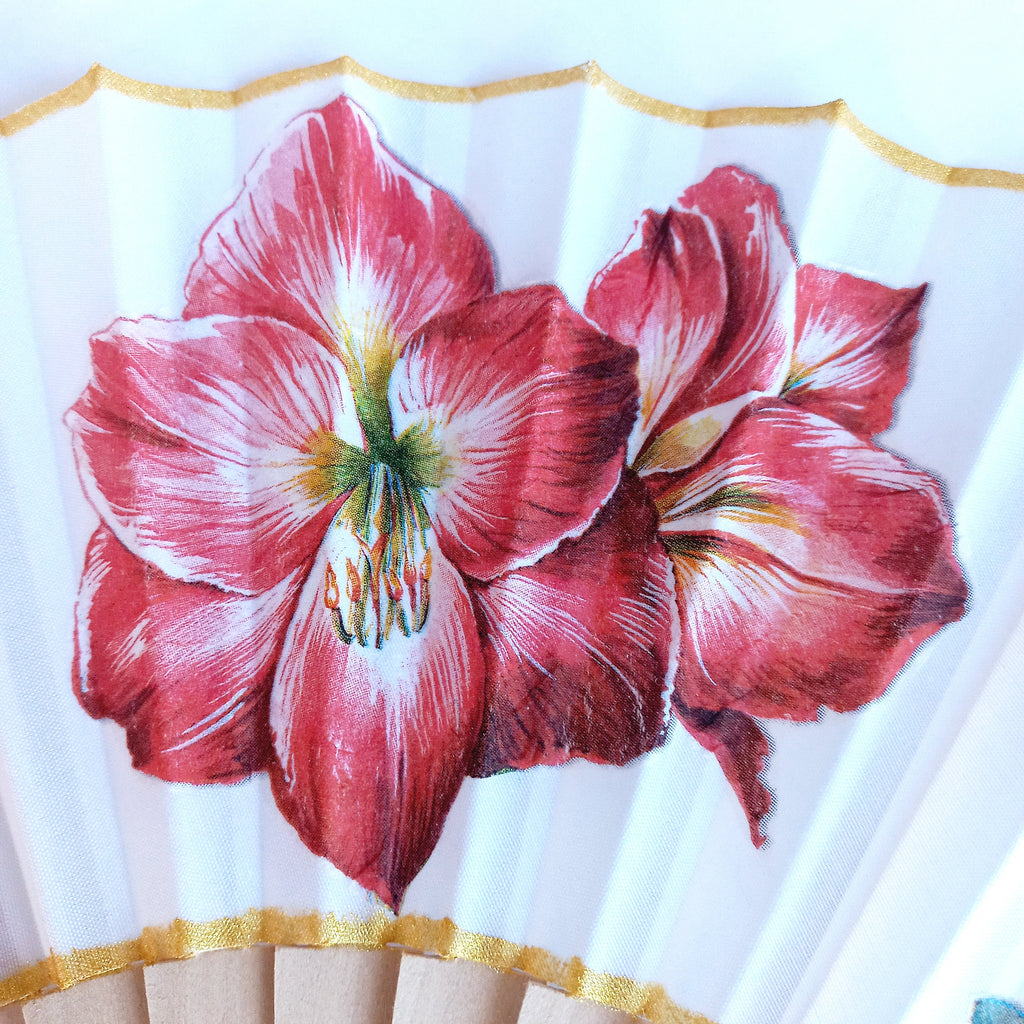 Amarillys Hand Fan, Red Floral Holding Fan, Wedding Dress Accessory, Spanish Hand Fan, Bride hand fan, gift for mom, garden wedding