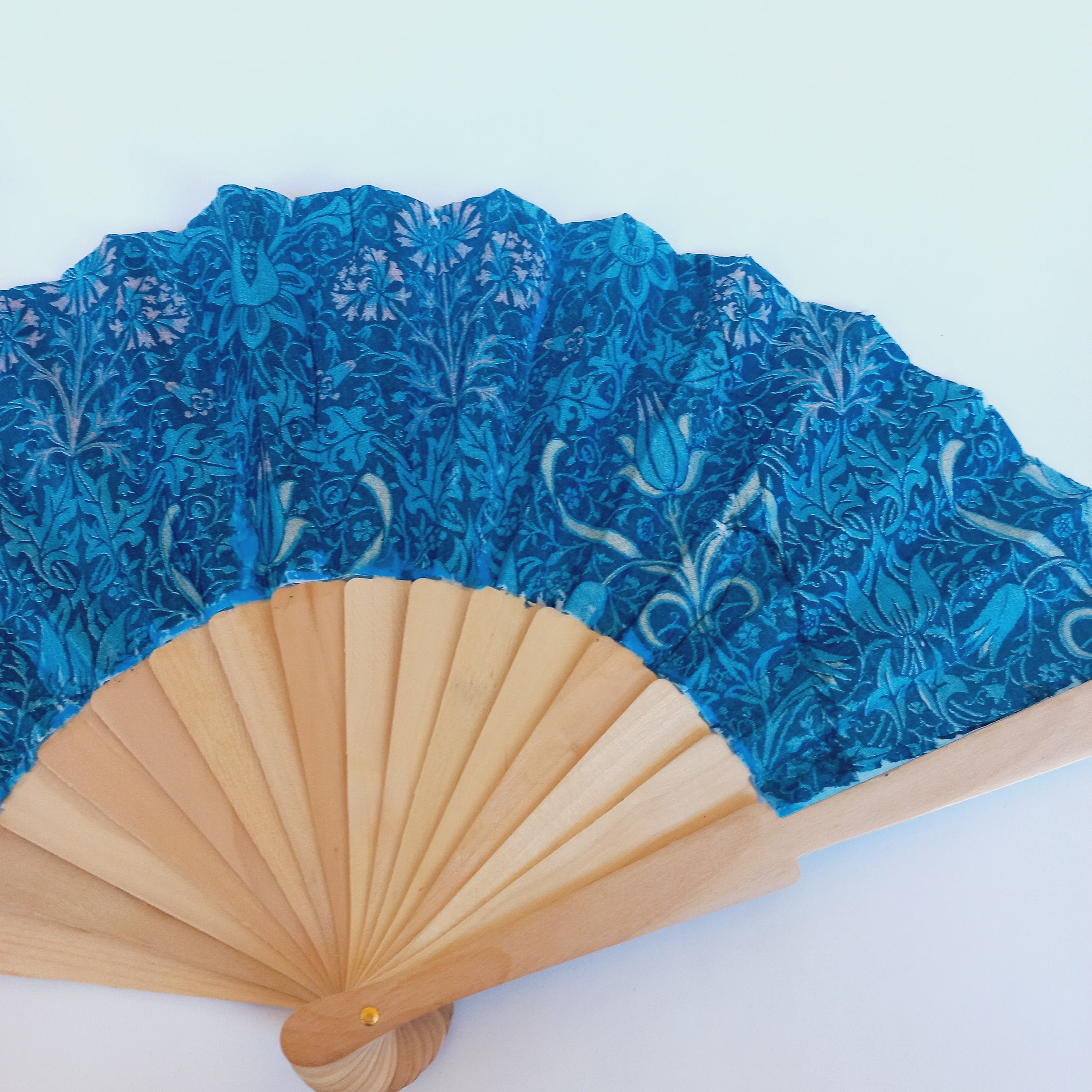 William Morris Hand Fan, Floral Holding Fan, Evening or Wedding Dress Accessory, Spanish Hand Fan, gift for bride, gift for bride mom