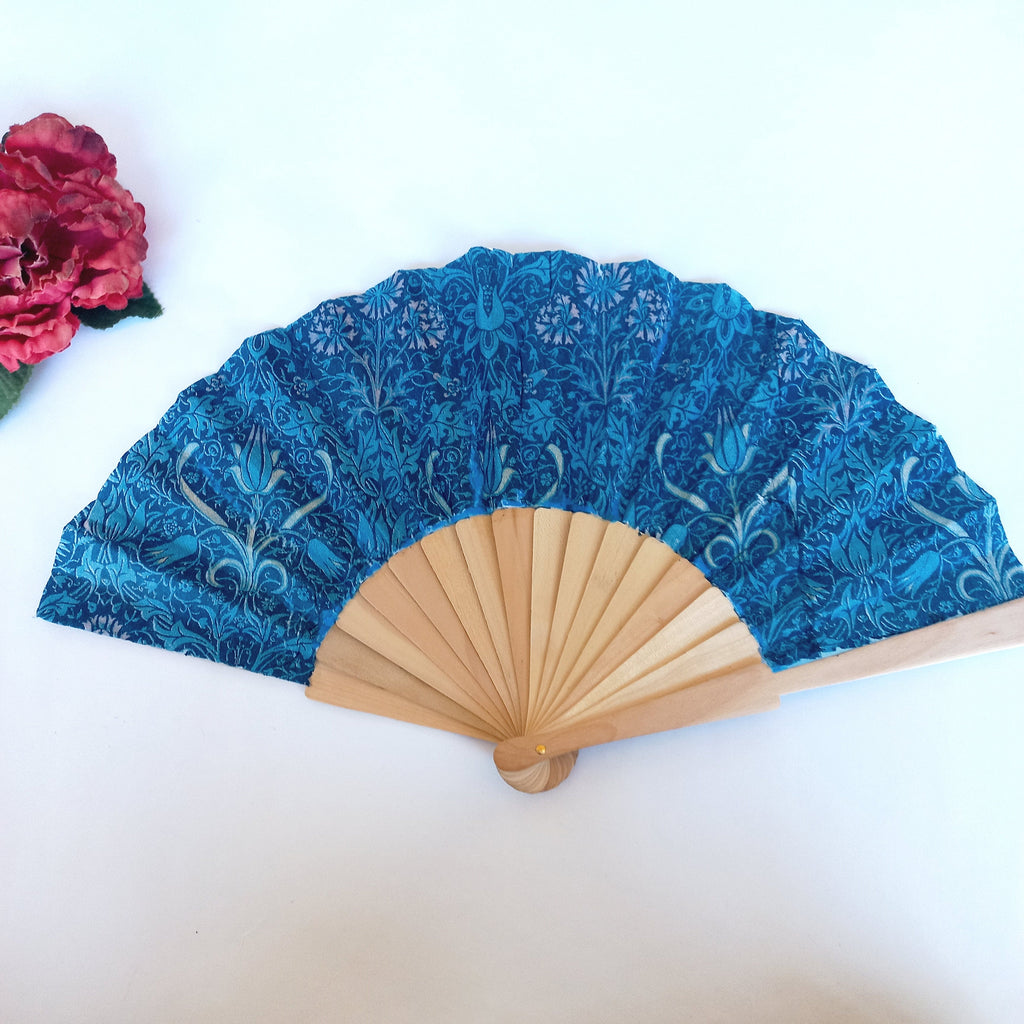 William Morris Hand Fan, Floral Holding Fan, Evening or Wedding Dress Accessory, Spanish Hand Fan, gift for bride, gift for bride mom
