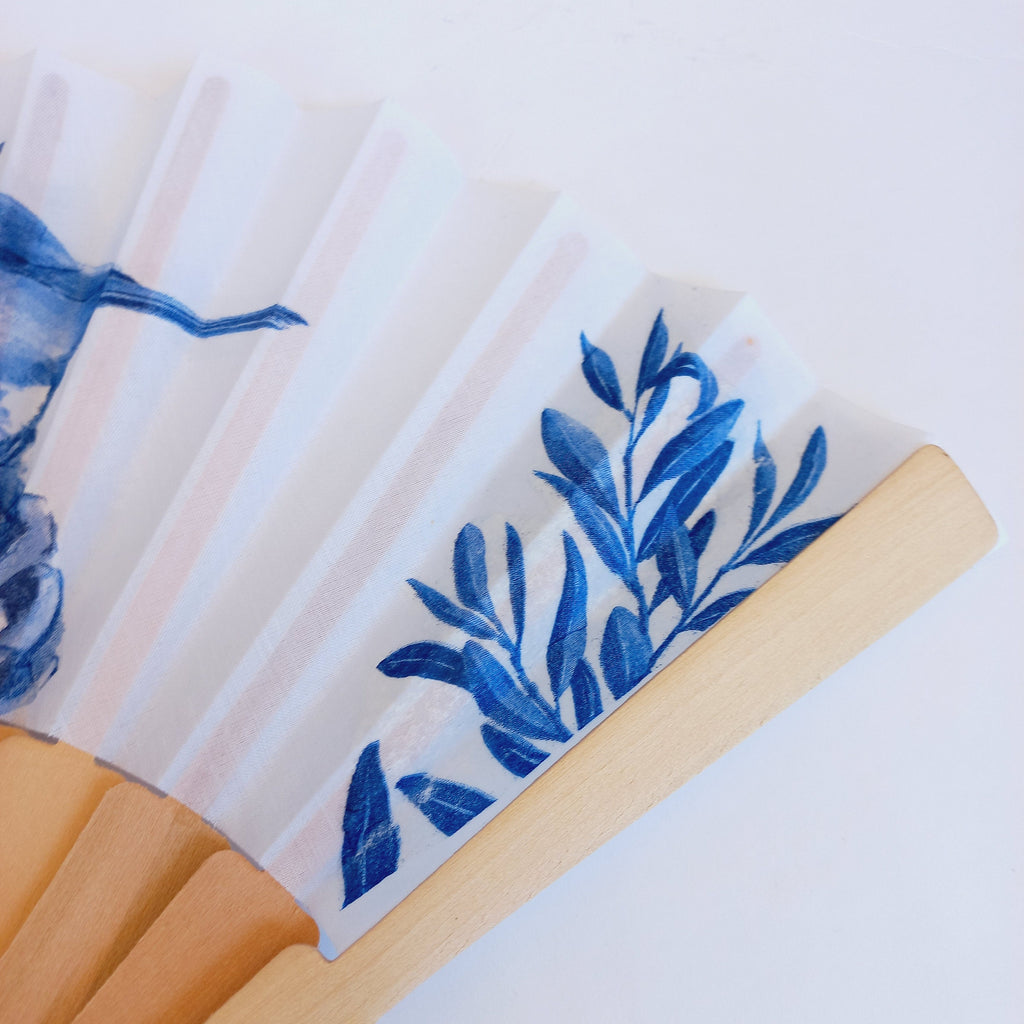 Blue Birds Hand Fan, Floral Holding Fan, Evening or Wedding Accessory, Spanish Hand Fan, Something blue for bride, gift for bridesmade