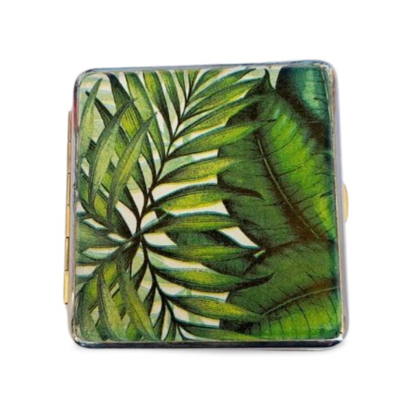 Tropical Leaf Cigarette Case, Jungle Pattern, Business Card Case, Green Leaves Design, Credit Card Wallet, Fashion Cigarrette Holder