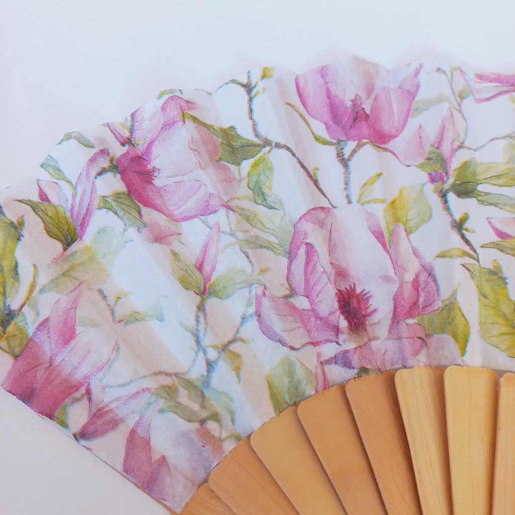 Magnolia Floral Hand Fan: Botanical Wedding Accessory