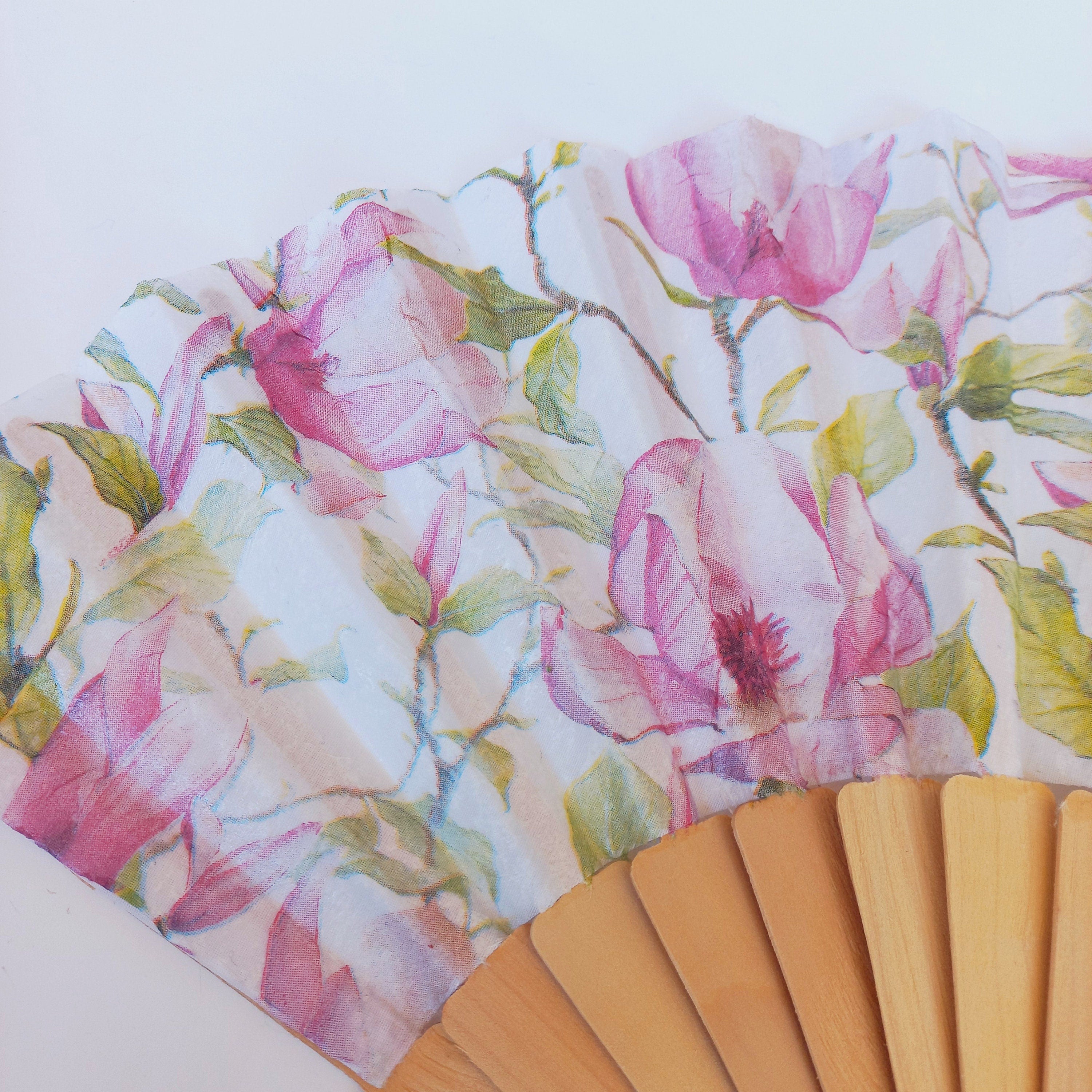 Magnolia Floral Hand Fan: Botanical Wedding Accessory