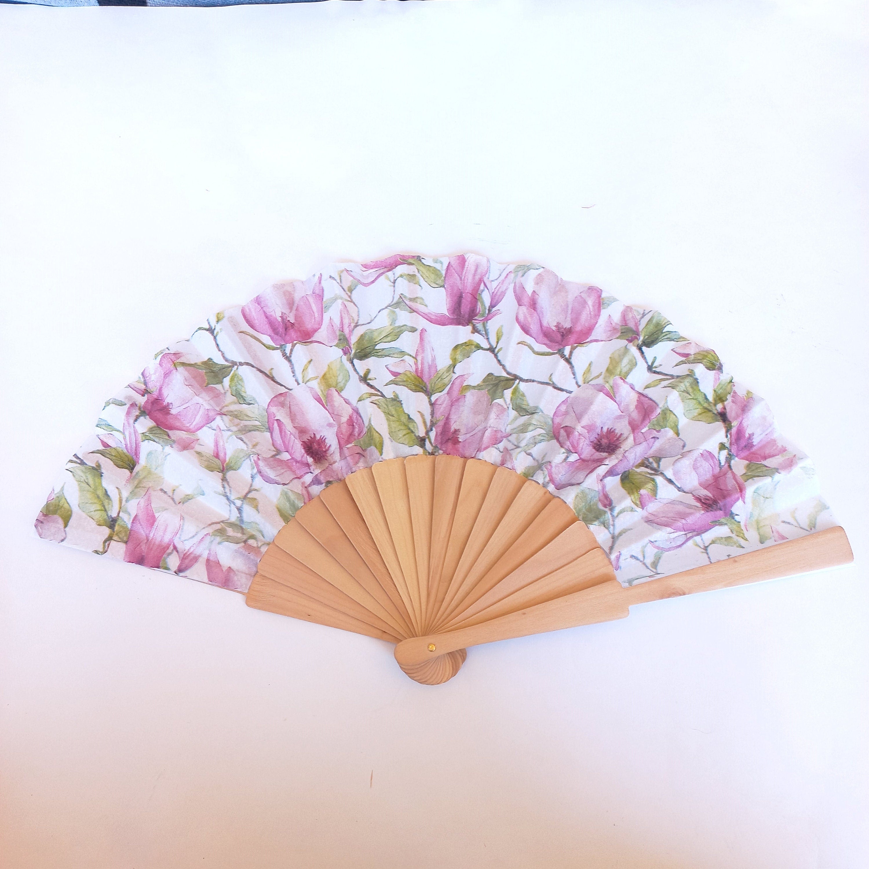 Magnolia Floral Hand Fan: Botanical Wedding Accessory