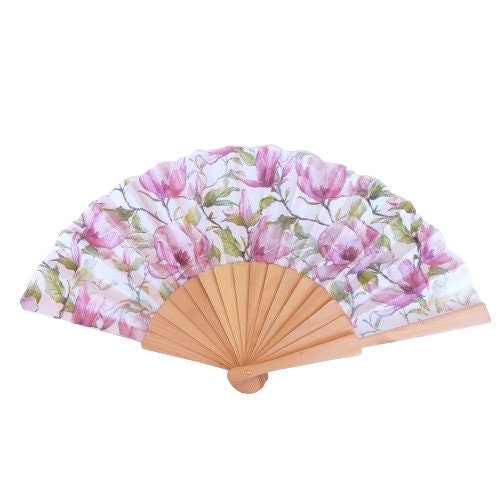 Magnolia Floral Hand Fan: Botanical Wedding Accessory