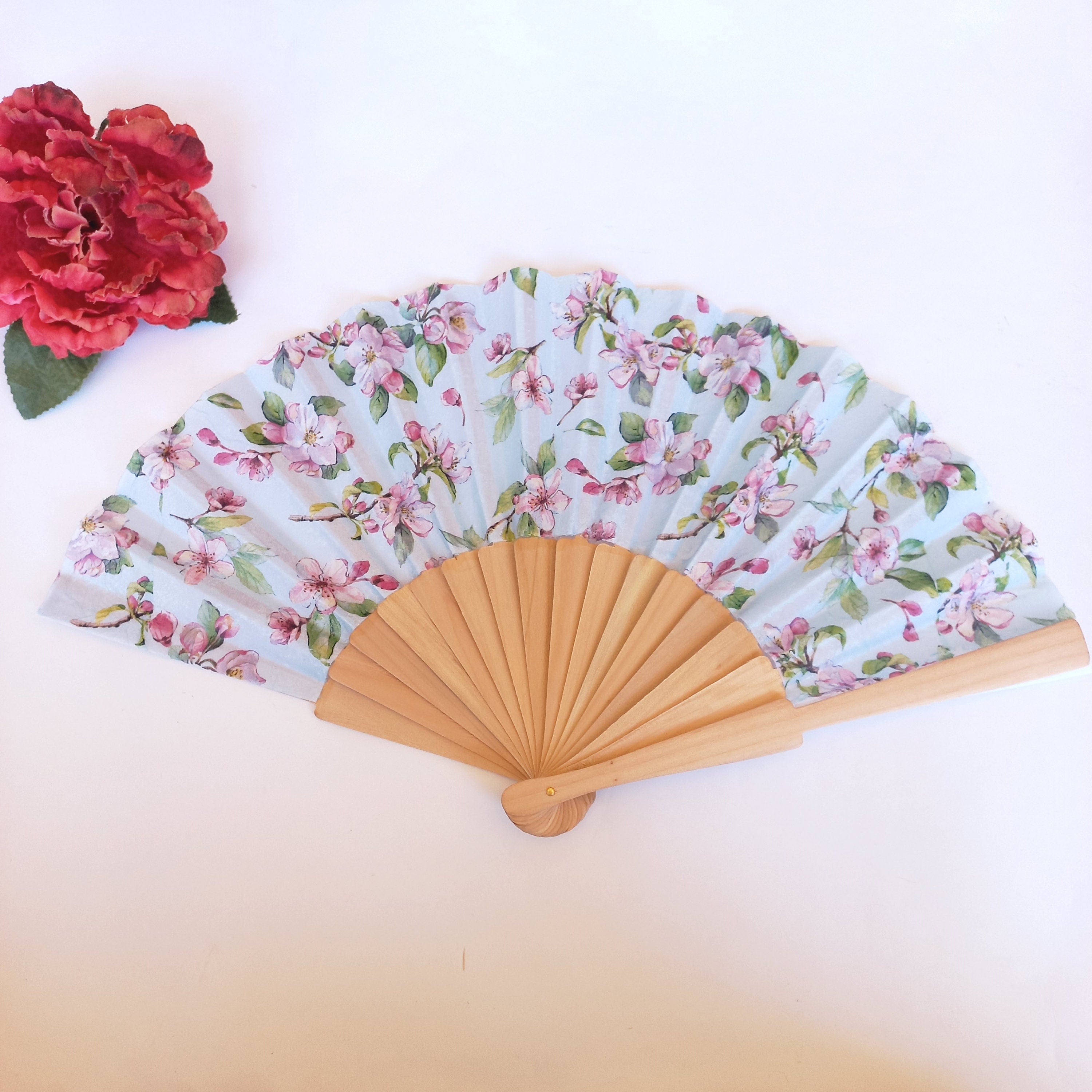 Cherry Blossom Hand Fan: Floral Folding Fan, Party Accessory