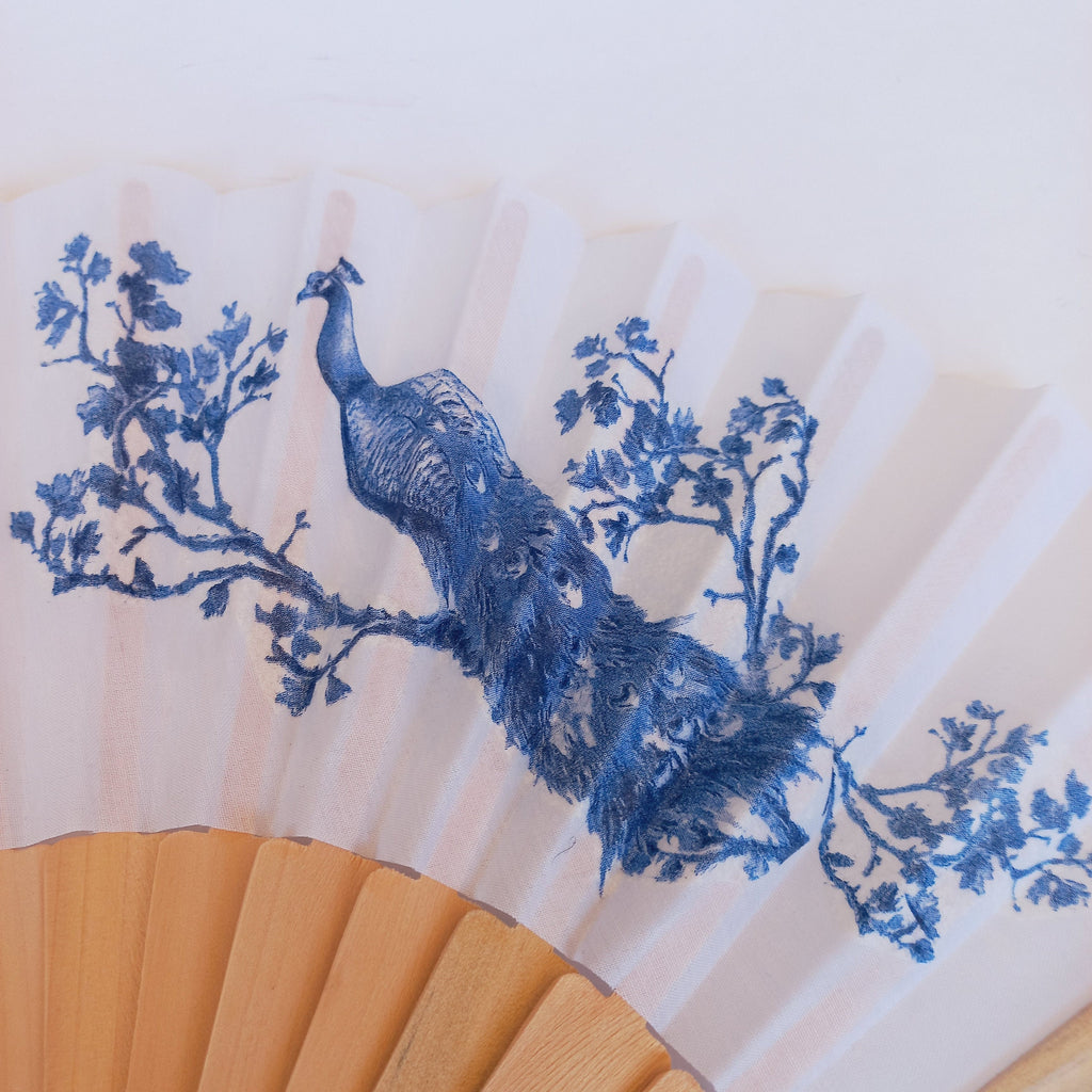 Blue Royal Peacock Hand Fan, Floral Holding Fan, Blue Wedding Accessory, Spanish Hand Fan, Something blue for bride, gift for bridesmade