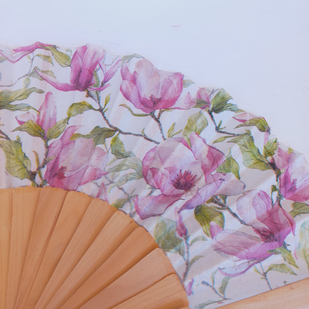 Magnolia Floral Hand Fan: Botanical Wedding Accessory